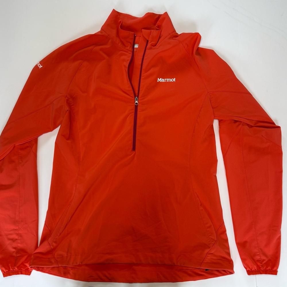 Marmot Womens Half Zip Running Pullover Sz Medium Coral Orange Lightweight